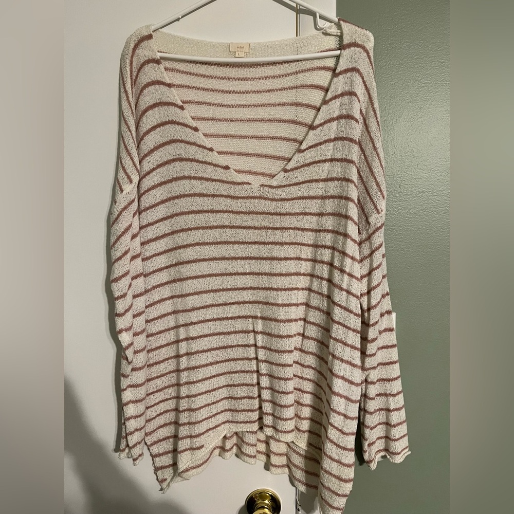 Pink Lily Something About You Ivory/Mauve Sweater - Large